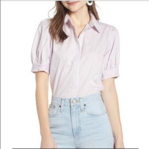 Something Navy Puff Sleeve Button Down Small